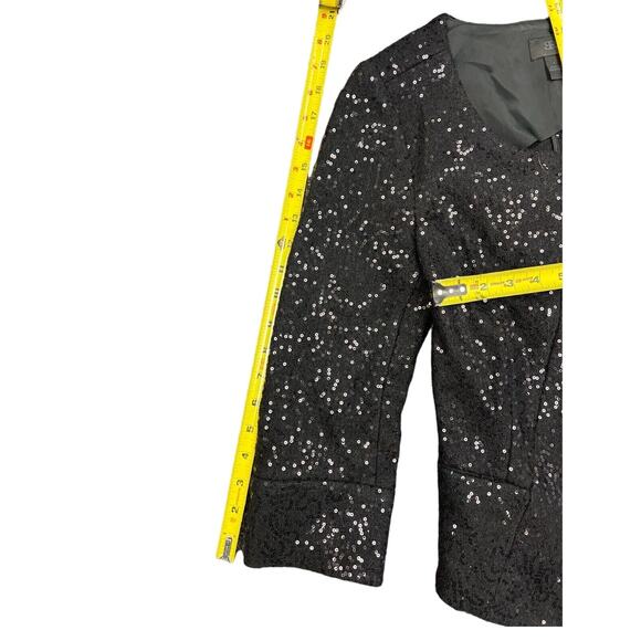 Banana Republic Blazer Black Sequin 3/4 Sleeve Jacket Size 4 - Picture 7 of 9